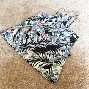 Francesca’s leaves print tropical spaghetti top